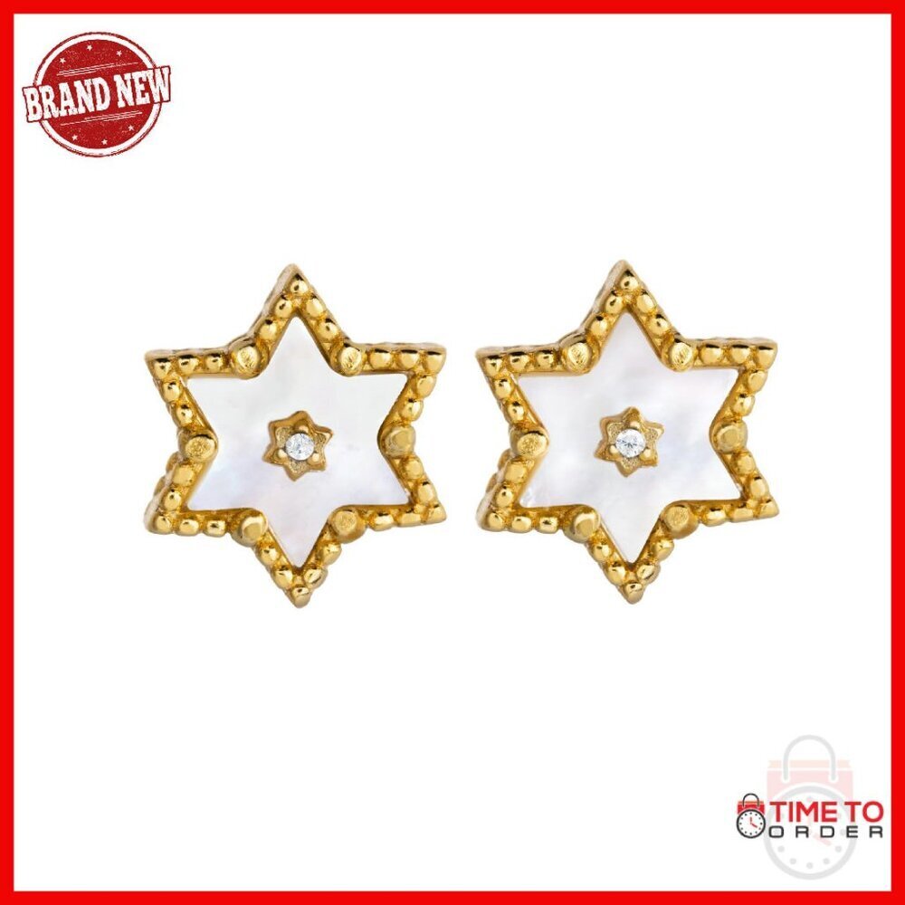 925 Sterling Silver Star of David Stud Earrings Hypoallergenic Gift Box